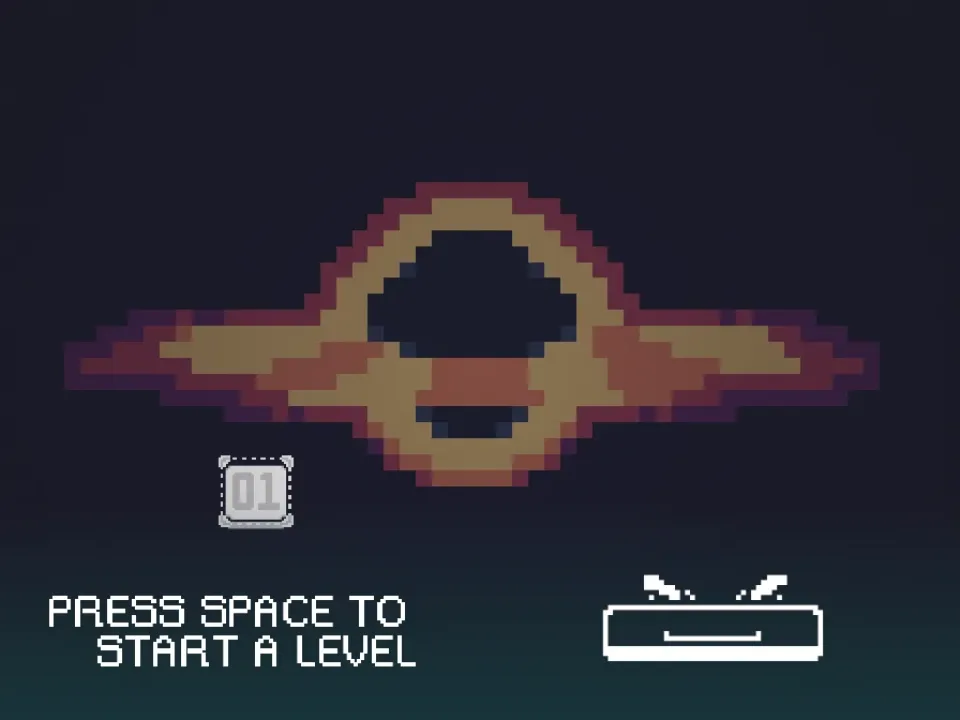 Fraction Galaxy level selector showing level 01 and a keyboard start prompt.
